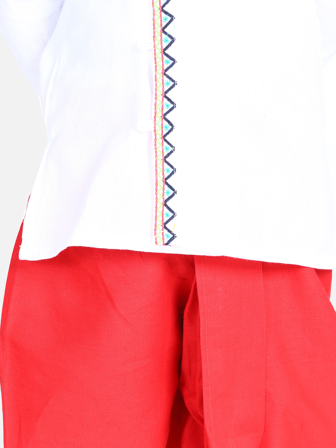 BownBee Full Sleeves Front Open Embroidered Kurta With Dhoti Sets White