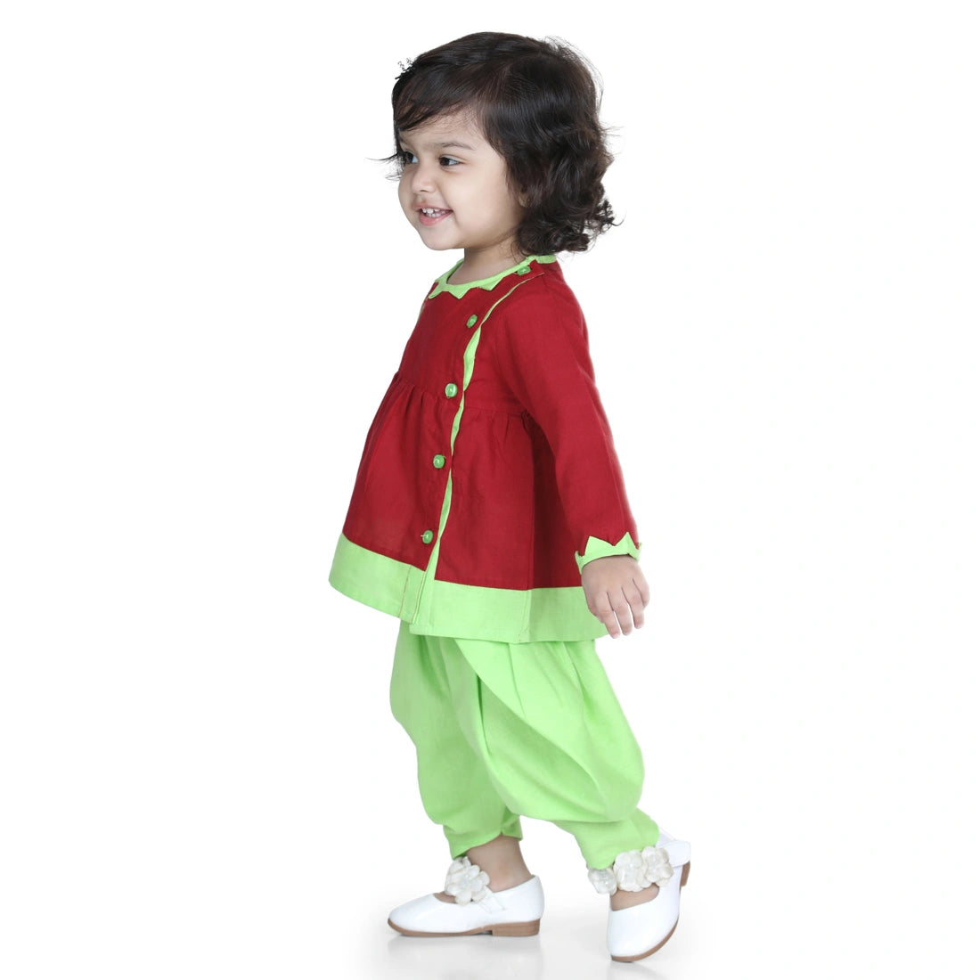 BownBee Full Sleeves Peacock Patch Embroidered Top & Dhoti