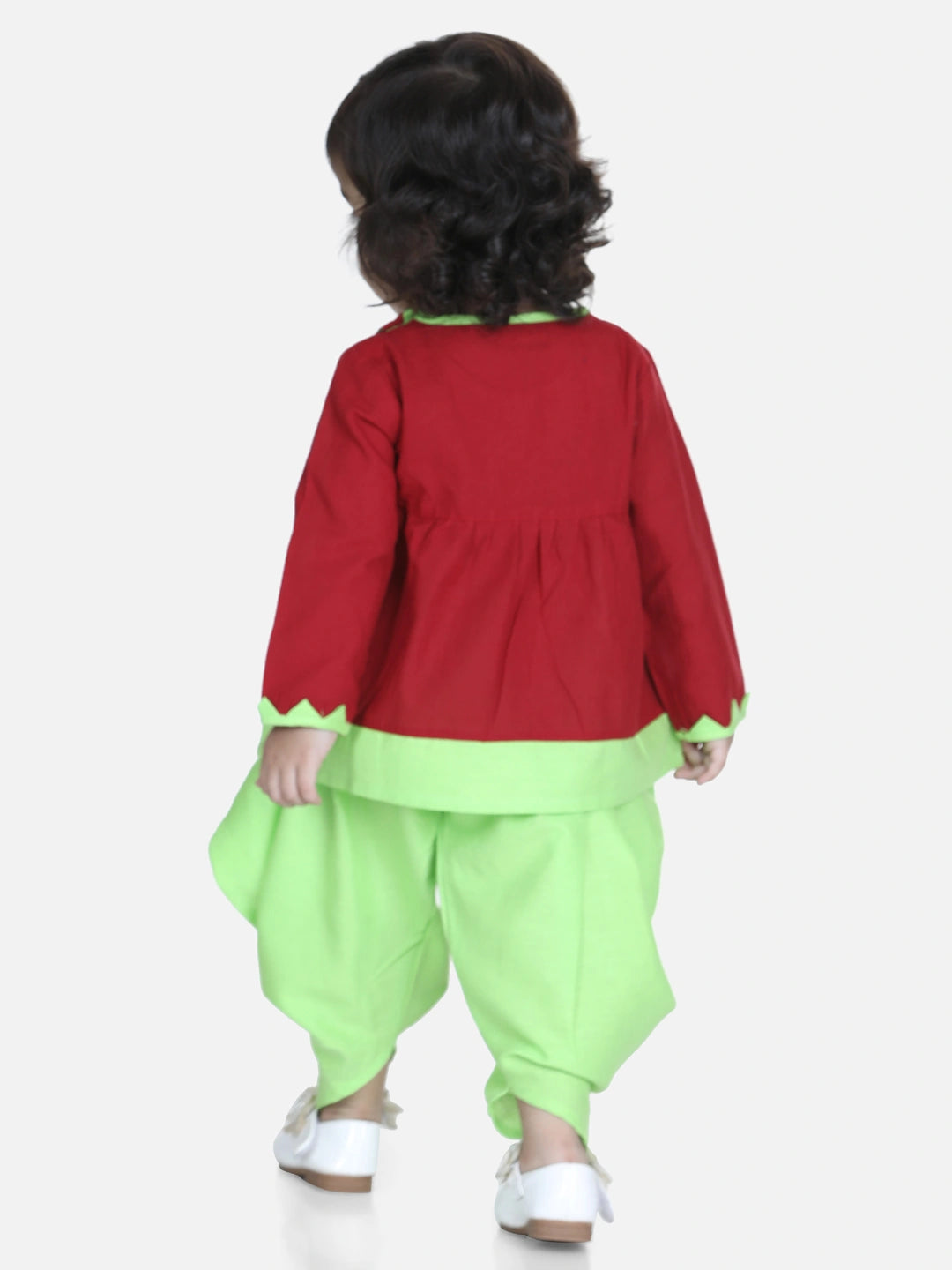 BownBee Full Sleeves Peacock Patch Embroidered Top & Dhoti