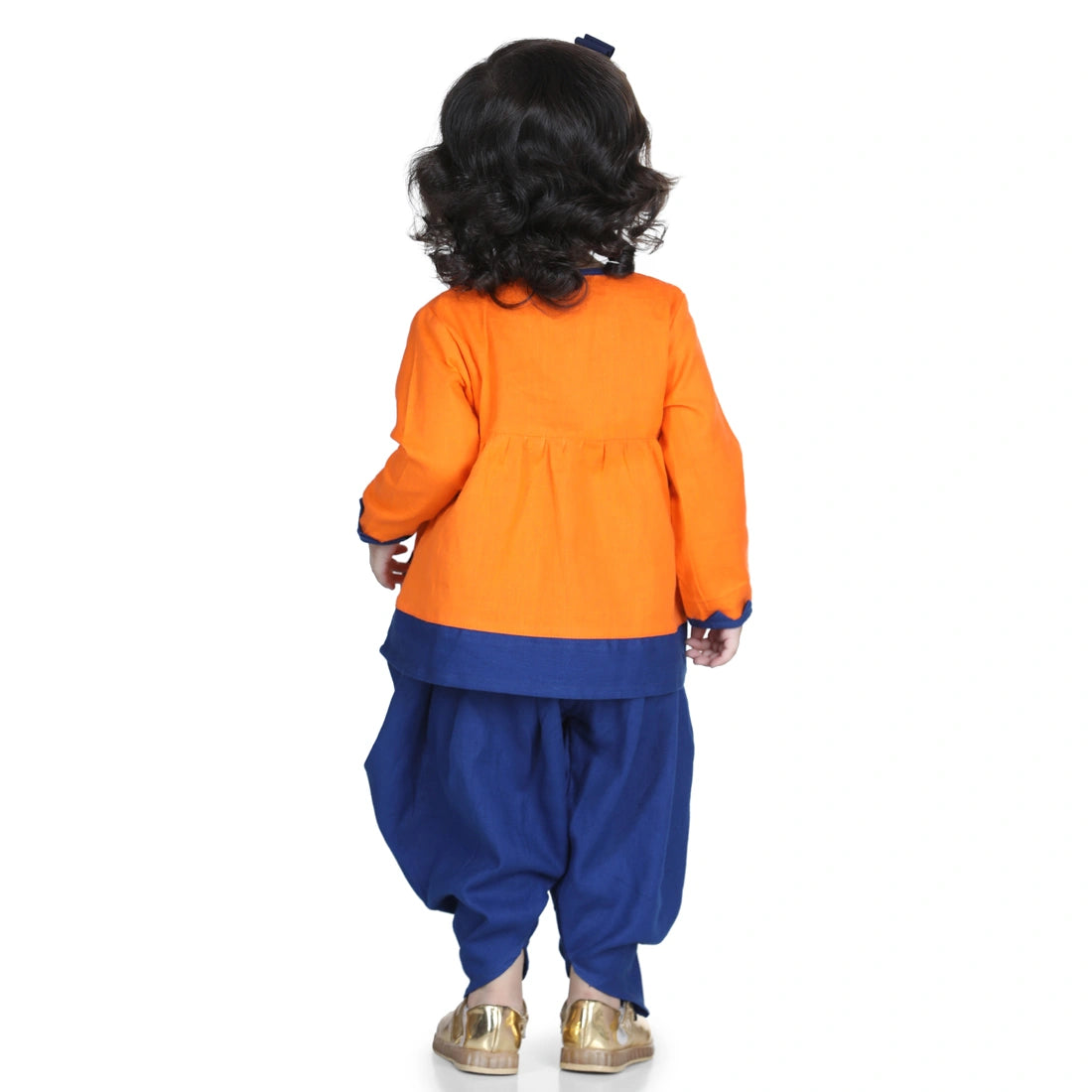 BownBee Full Sleeves Peacock Patch Embroidered Top & Dhoti