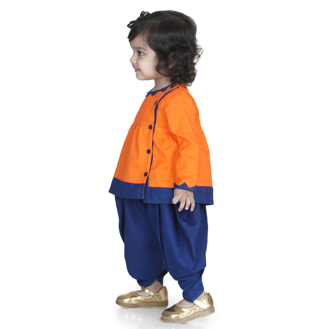 BownBee Full Sleeves Peacock Patch Embroidered Top & Dhoti