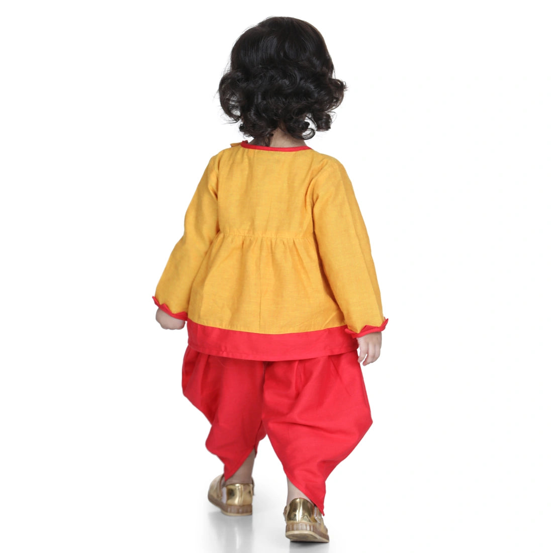 BownBee Full Sleeves Peacock Patch Embroidered Top & Dhoti