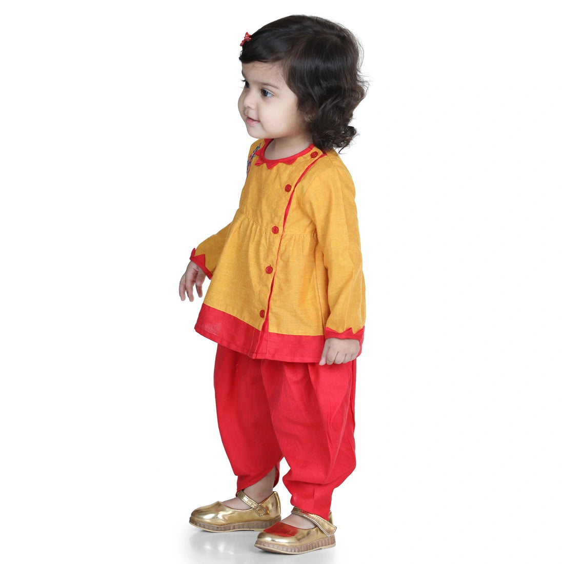 BownBee Full Sleeves Peacock Patch Embroidered Top & Dhoti
