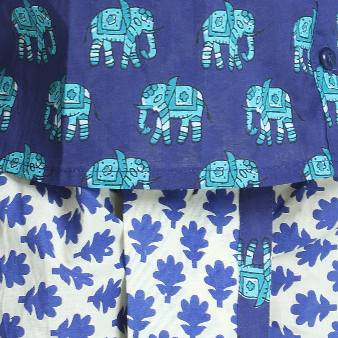 BownBee Boys Hathi Print Infant Cotton Dhoti kurta Sets - Blue