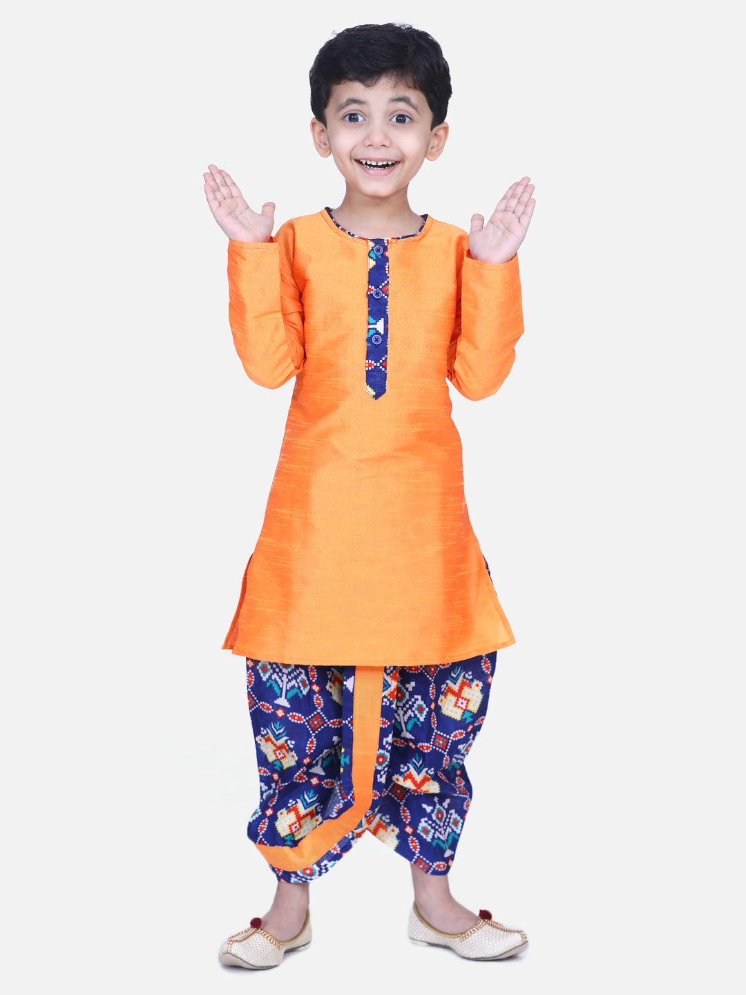 BownBee Boys Patan Patola Full Sleeve Dhoti Kurta-Super Sale