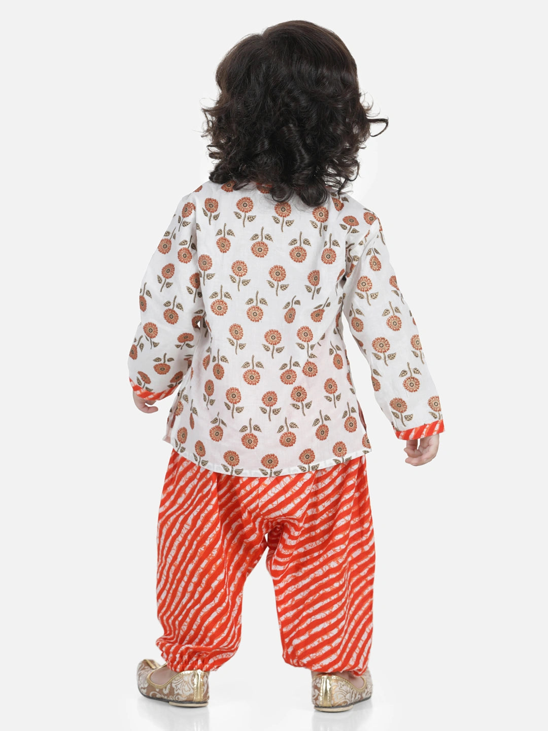 BownBee Full Sleeves Floral Block Print Kurta With Harem Pants