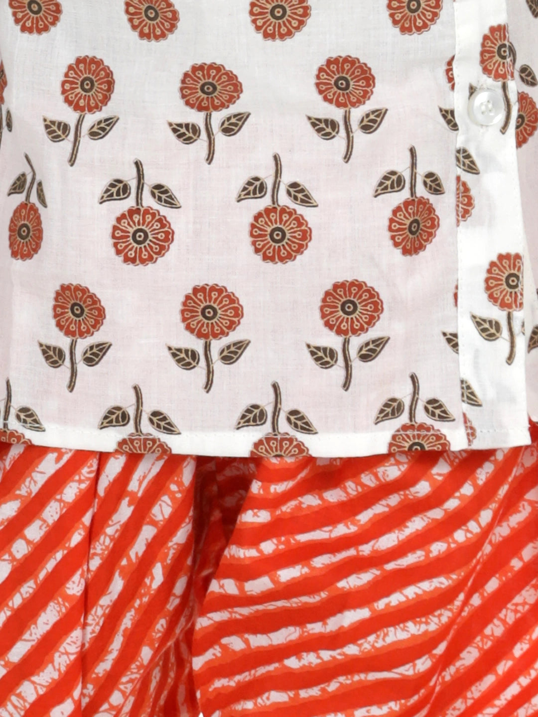 BownBee Full Sleeves Floral Block Print Kurta With Harem Pants