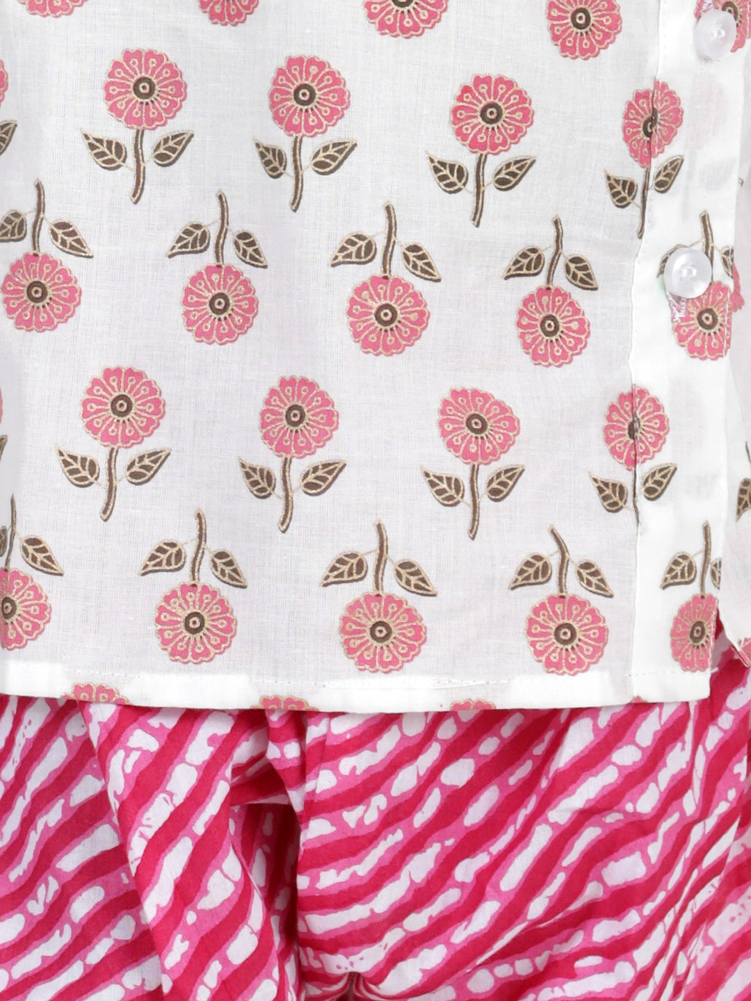 BownBee Full Sleeves Floral Block Print Kurta With Harem Pants