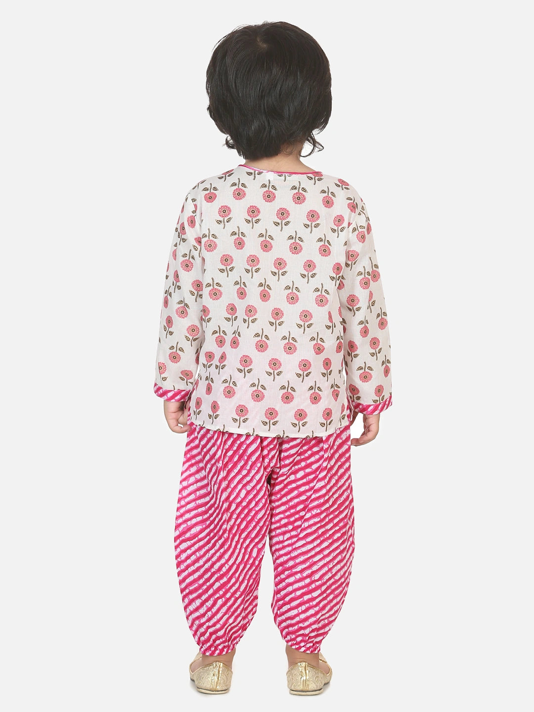 BownBee Full Sleeves Floral Block Print Kurta With Harem Pants