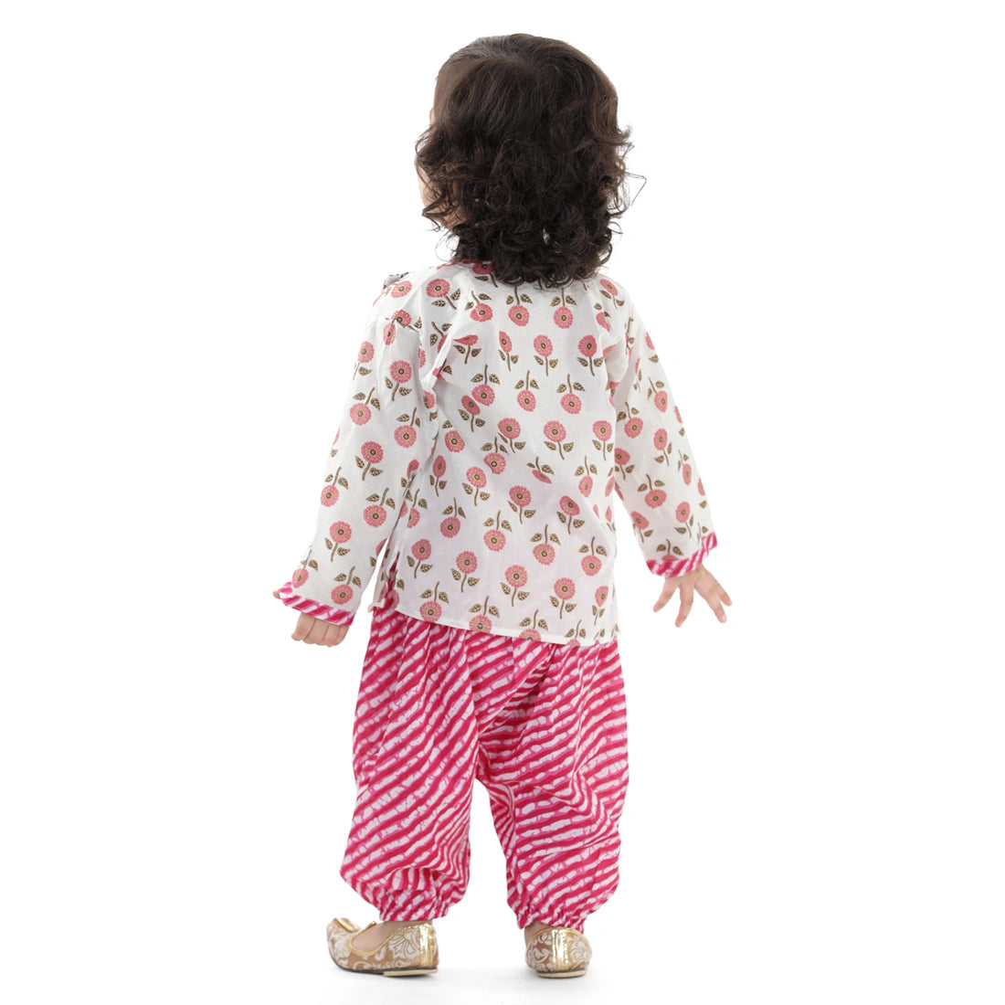BownBee Full Sleeves Floral Block Print Kurta With Harem Pants