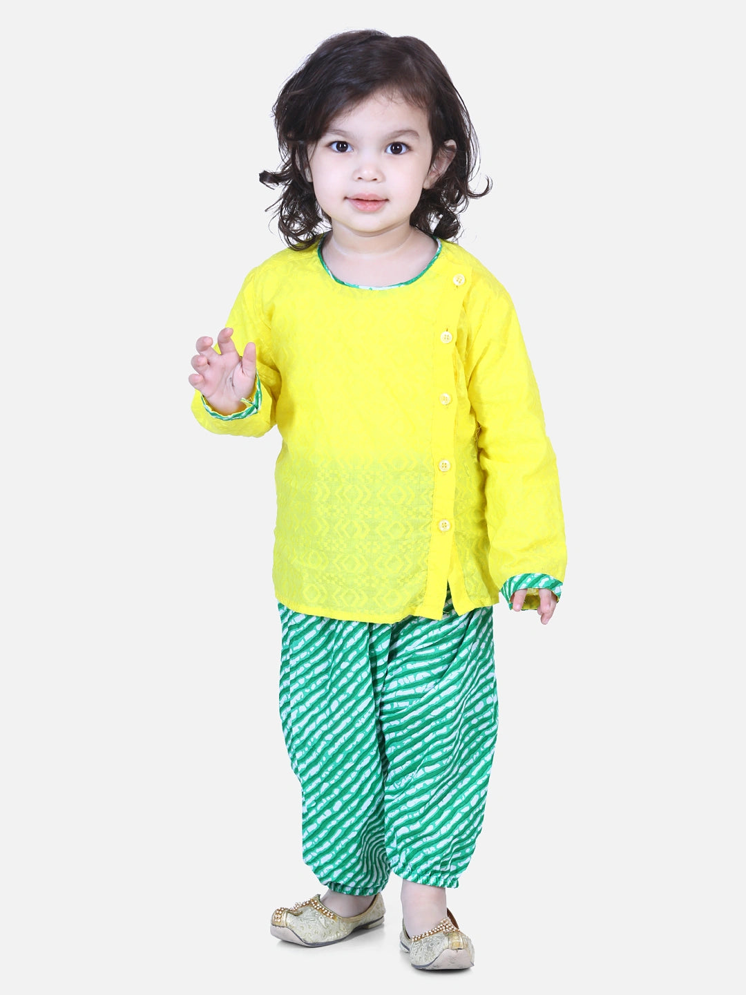 BownBee Full Sleeves Kurta & Leheriya Harem Pants