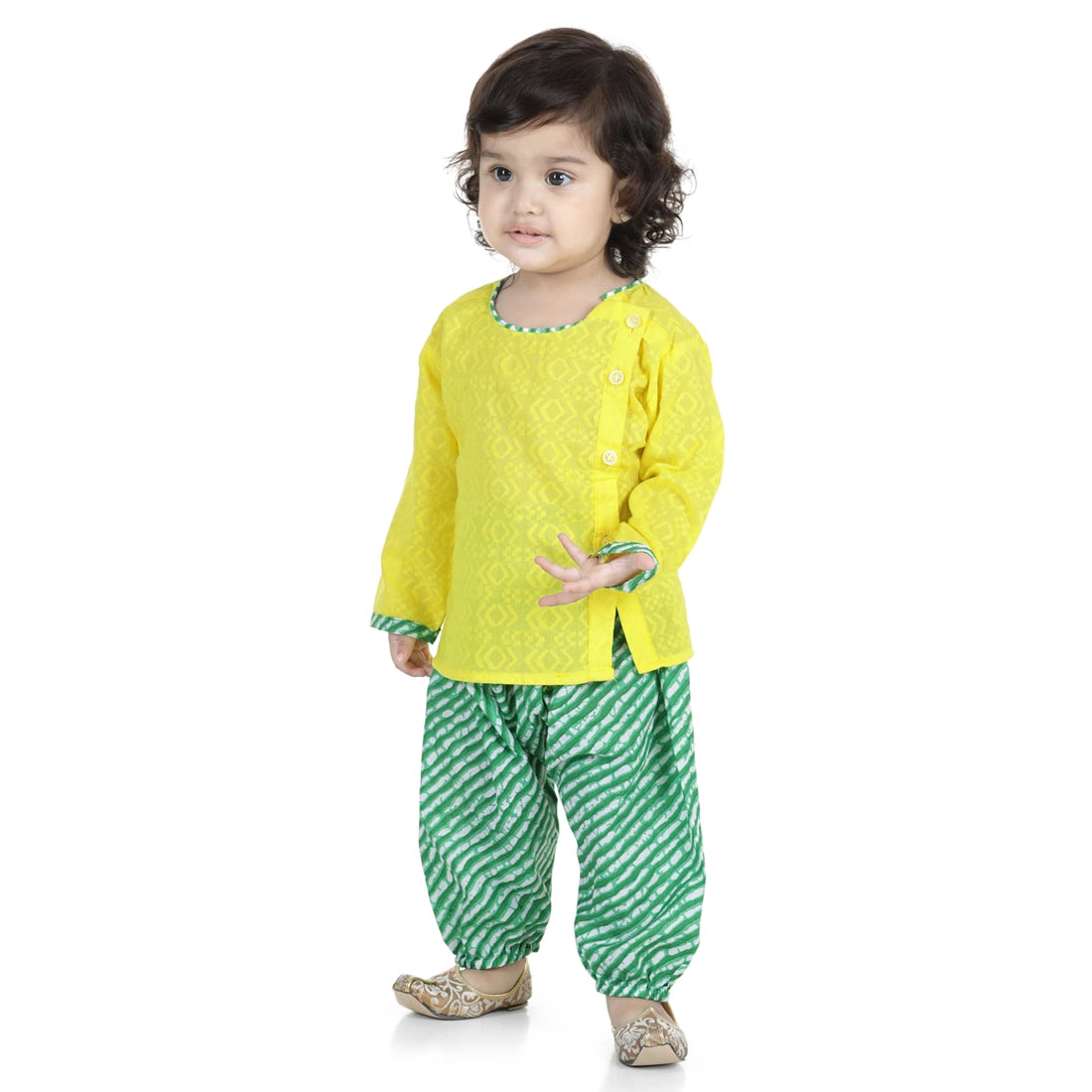 BownBee Full Sleeves Kurta & Leheriya Harem Pants