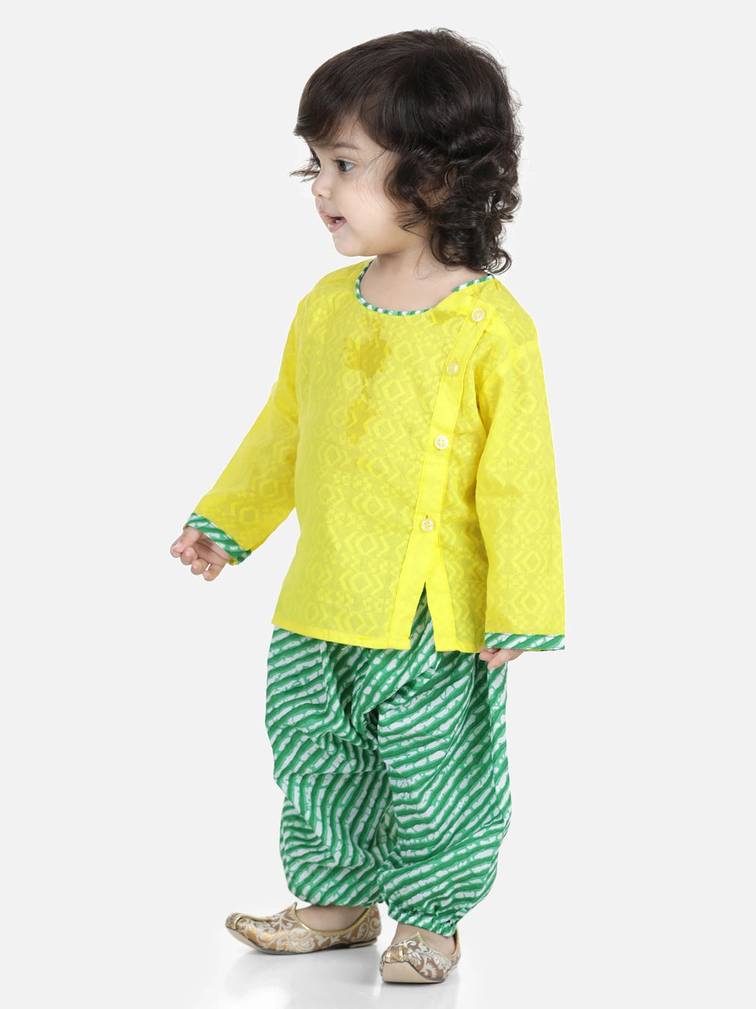BownBee Full Sleeves Kurta & Leheriya Harem Pants