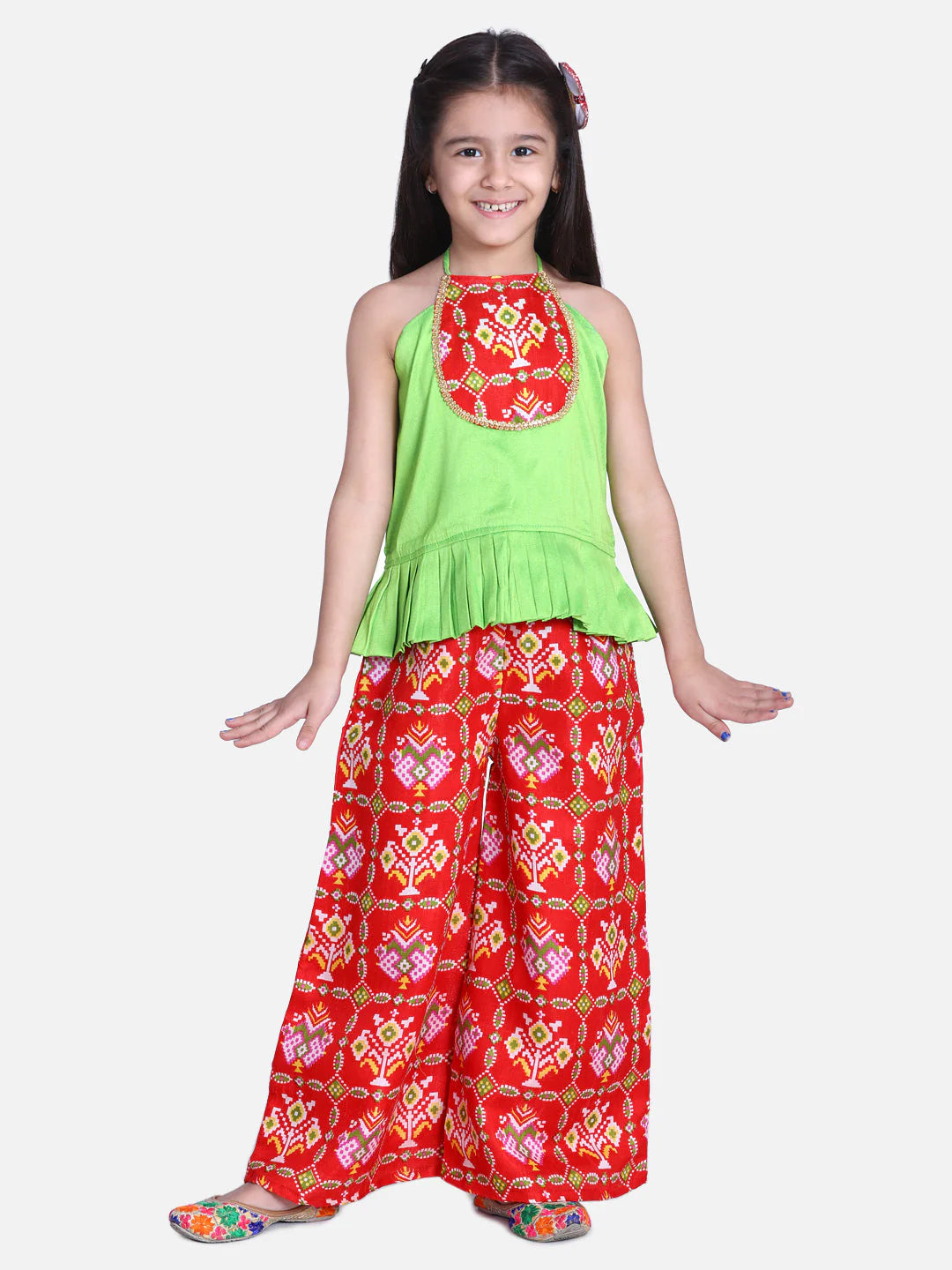 BownBee Sleeveless Patan Patola Grecian Neck with Palazzo