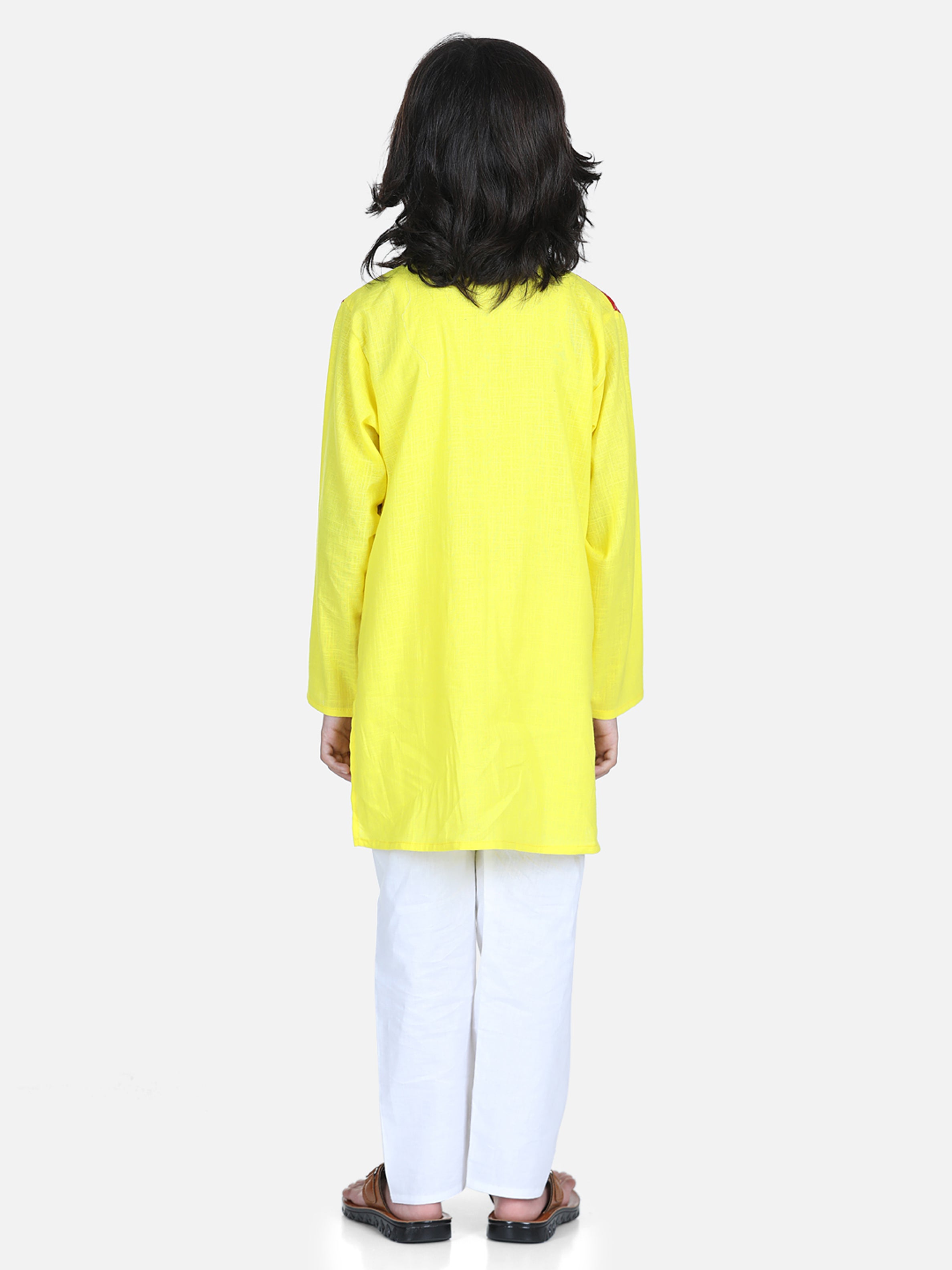 BownBee Attached Jacket Kurta Pyjama for Boys- Red