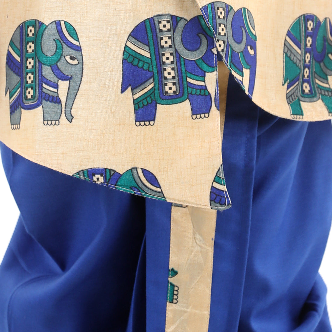 BownBee Boys Hathi Print Full Sleeve Sherwani Dhoti - Blue