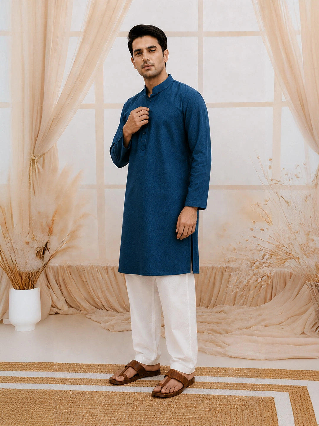 BownBee Pure Cotton Full Sleeves Kurta & Pajama For Men