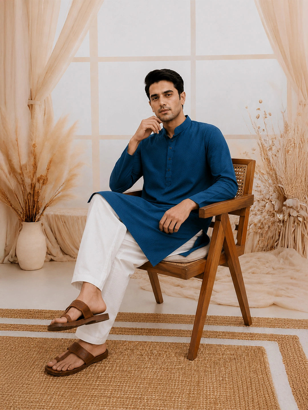 BownBee Pure Cotton Full Sleeves Kurta & Pajama For Men