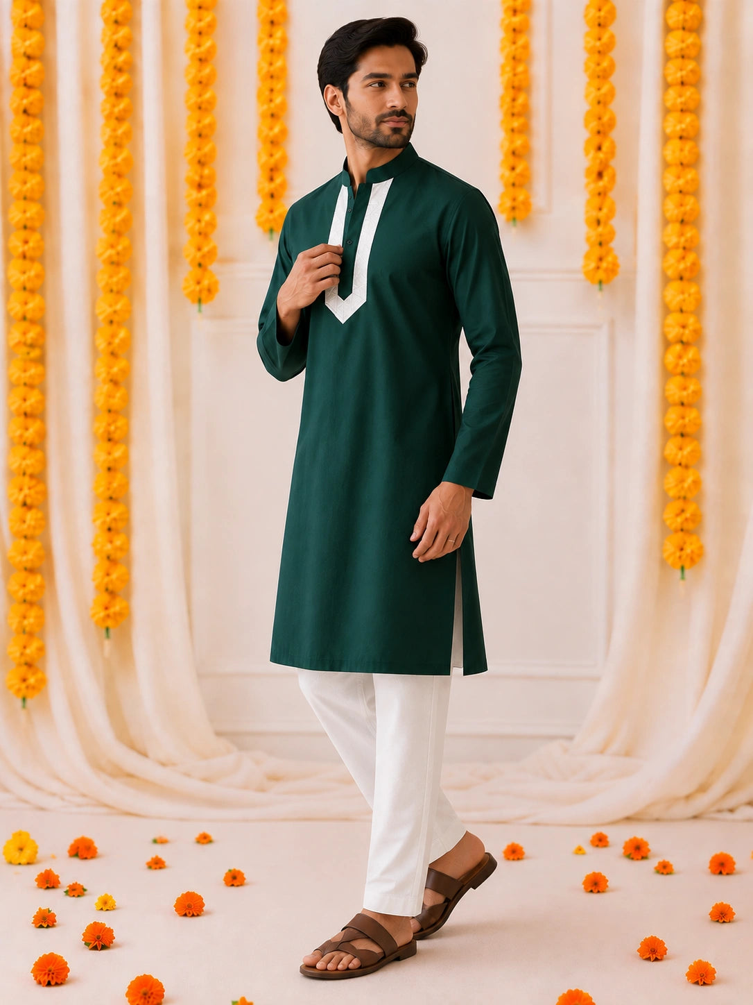 BownBee Pure Cotton Full Sleeves Kurta & Pajama For Men