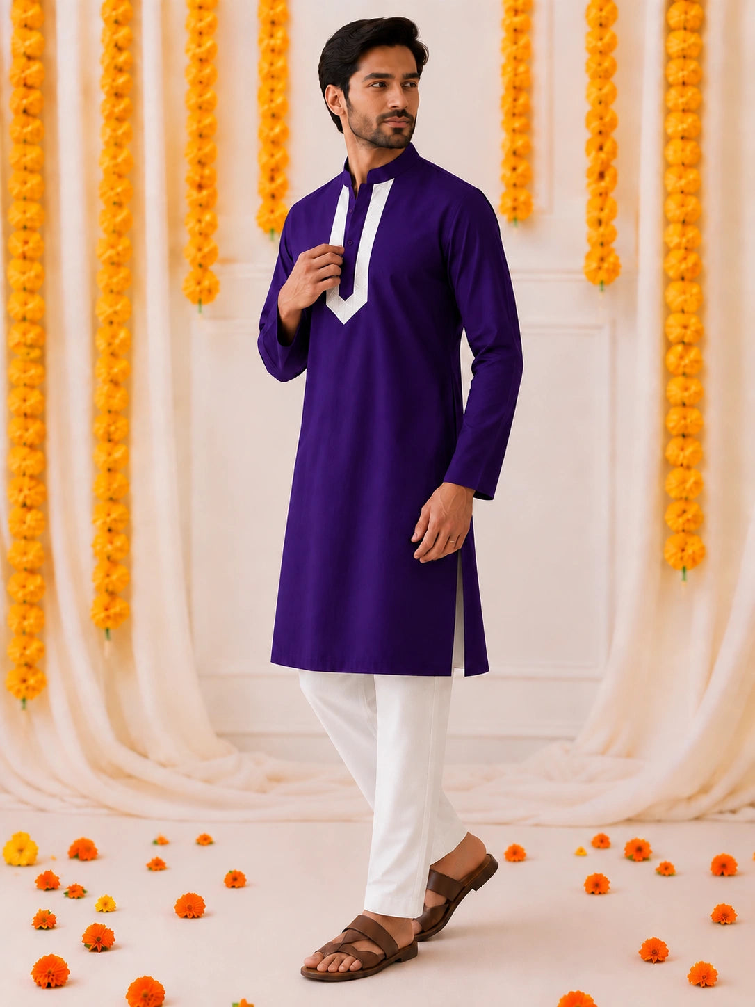BownBee Pure Cotton Full Sleeves Kurta & Pajama For Men