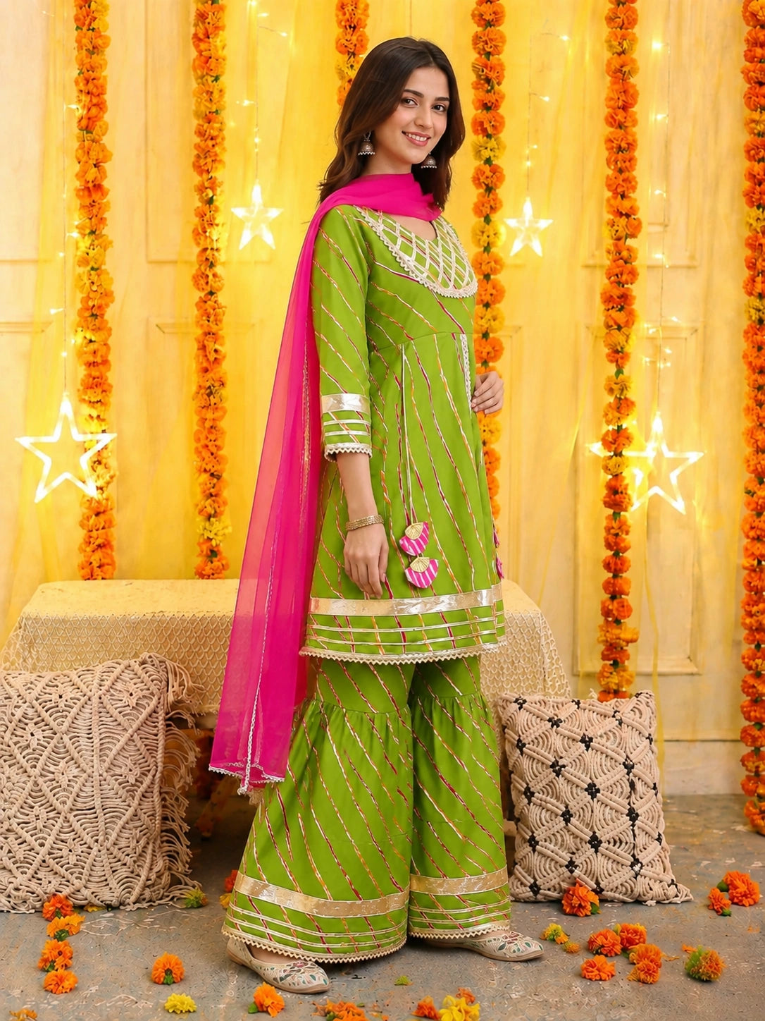 BownBee Mother And Daughter Festive Ethnic Suit Combo