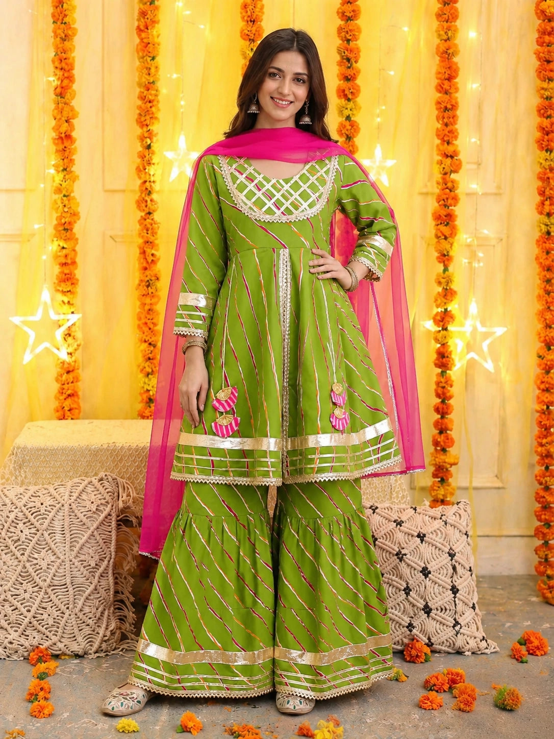 BownBee Mother And Daughter Festive Ethnic Suit Combo