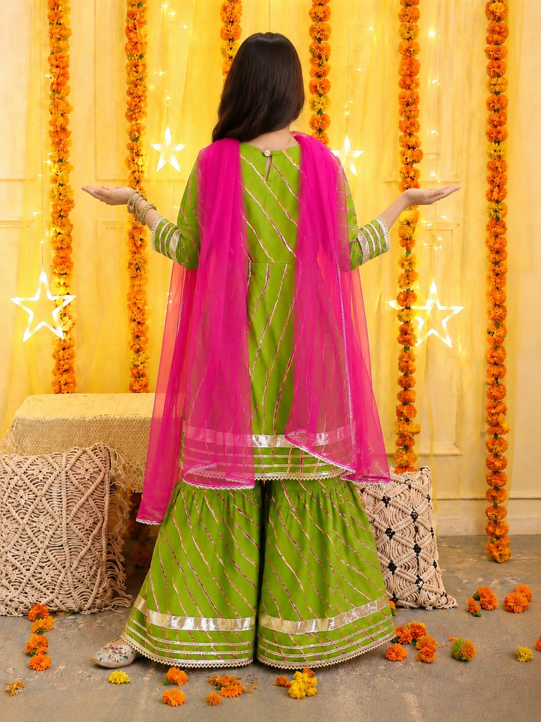 BownBee Mother And Daughter Festive Ethnic Suit Combo