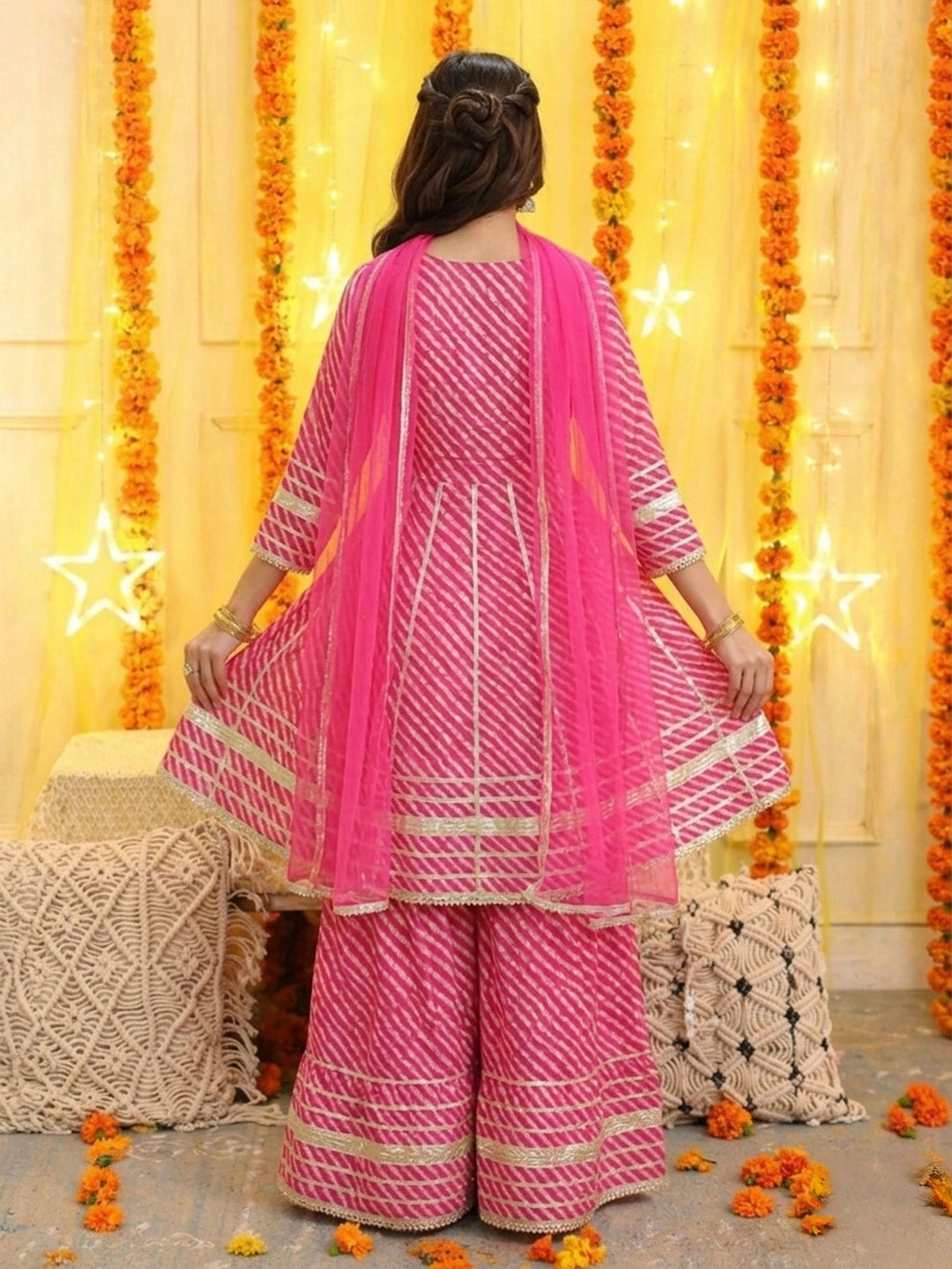 BownBee Pure Cotton Printed Kurta Sharara with Dupatta Set for Women