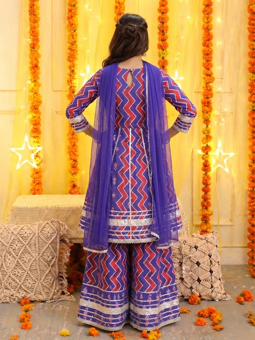 BownBee Pure Cotton Printed Kurta Sharara with Dupatta Set for Women
