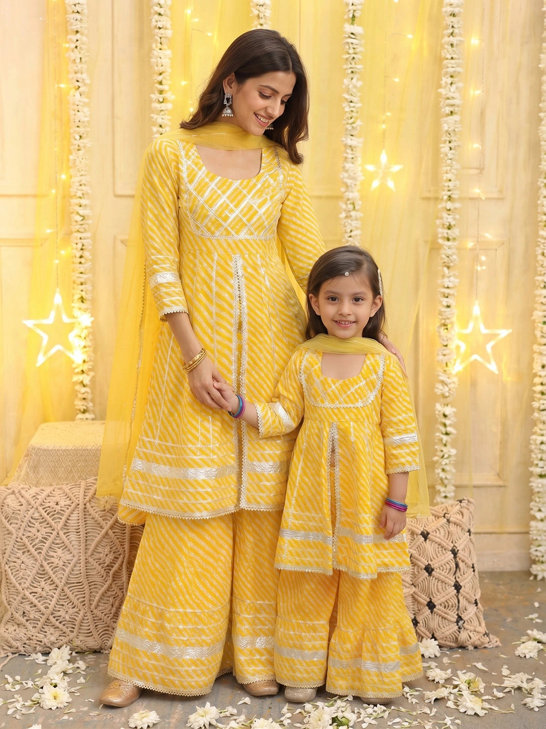 Mother Daughter Matching Festive Ethnic Suit Set
