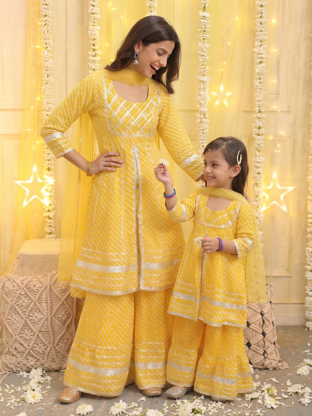 Mother Daughter Matching Festive Ethnic Suit Set