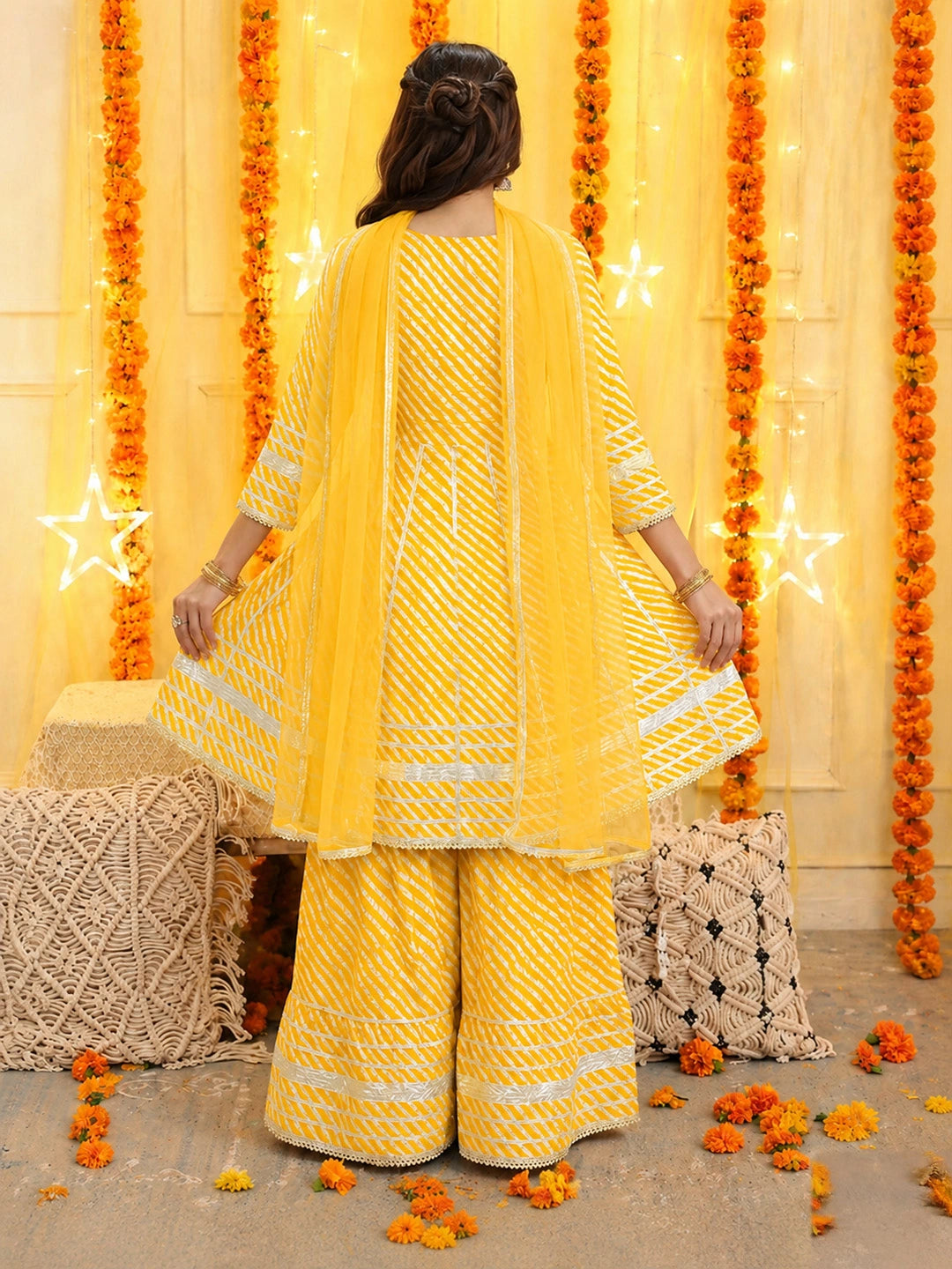 BownBee Pure Cotton Printed Kurta Sharara with Dupatta Set for Women