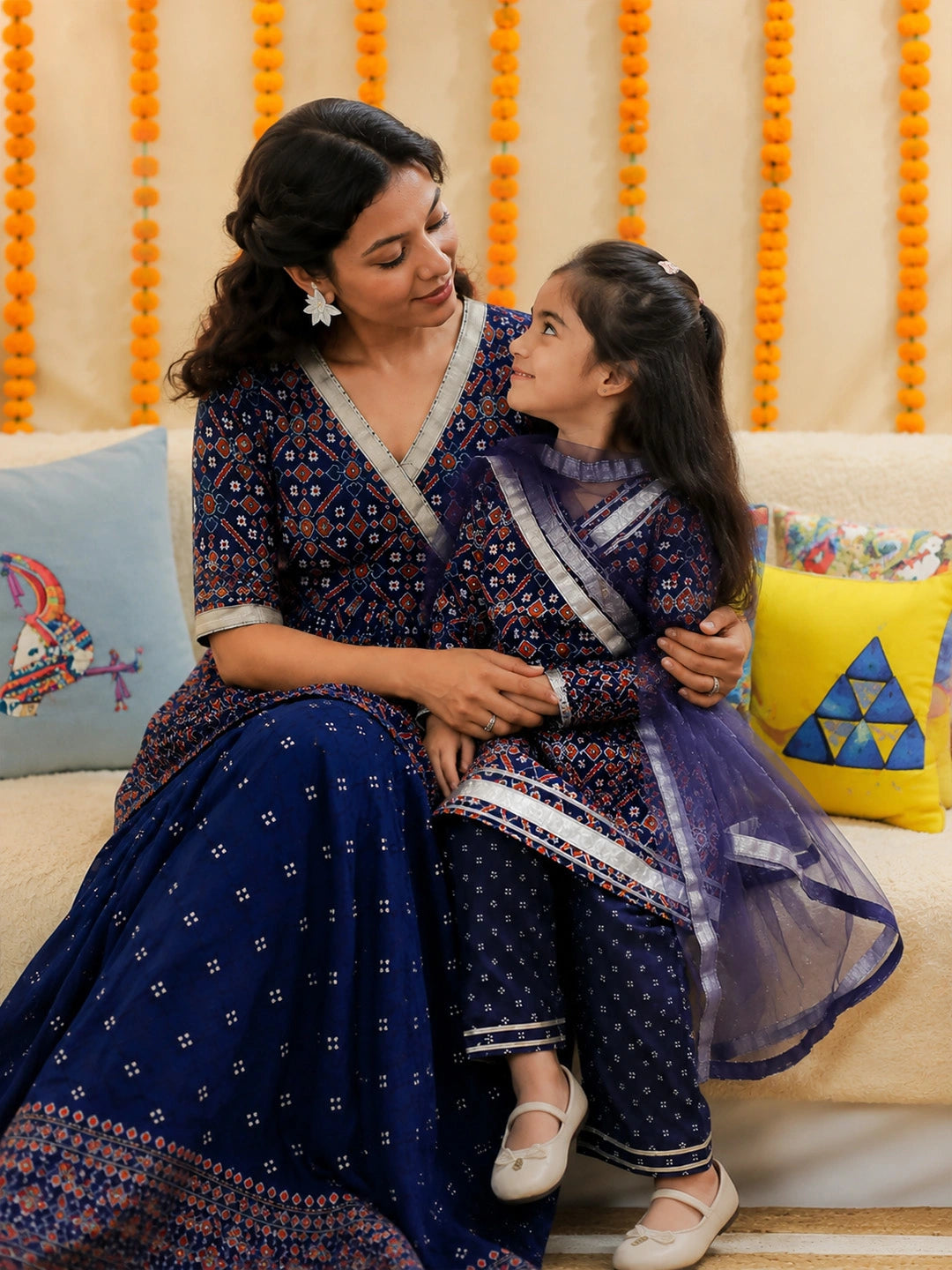 Mother Daughter Matching Angrakha Suit Set