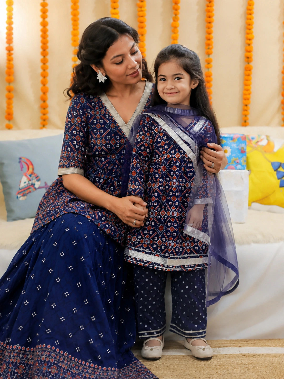 Mother Daughter Matching Angrakha Suit Set