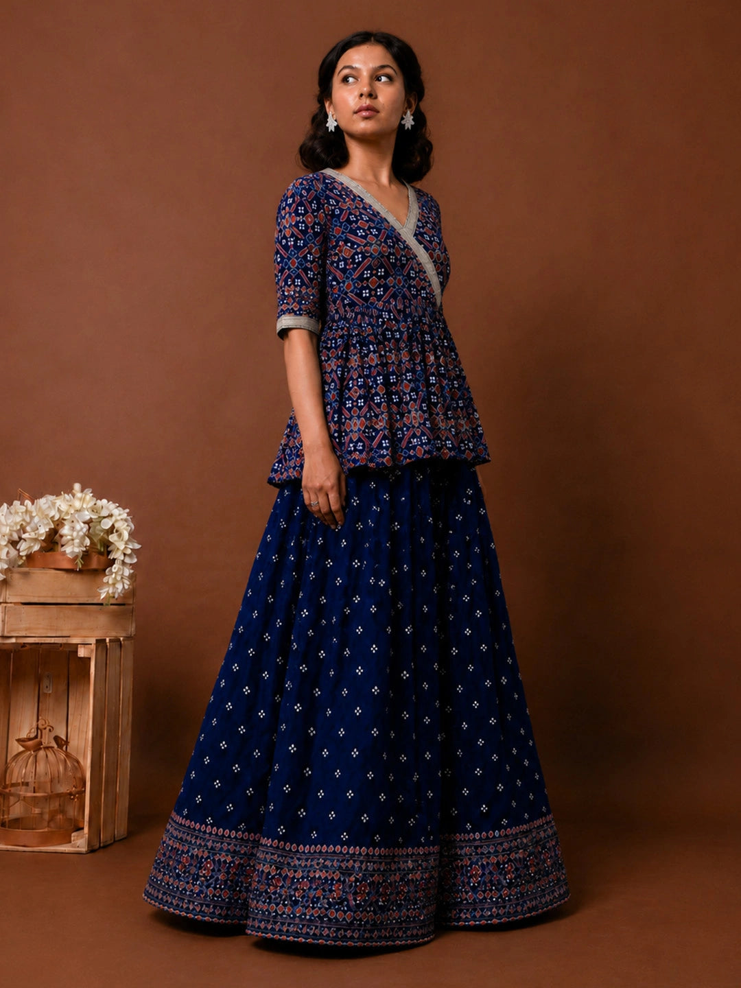 BownBee Pure Cotton Patola printed Kurti With Flared palazzo Set for Women