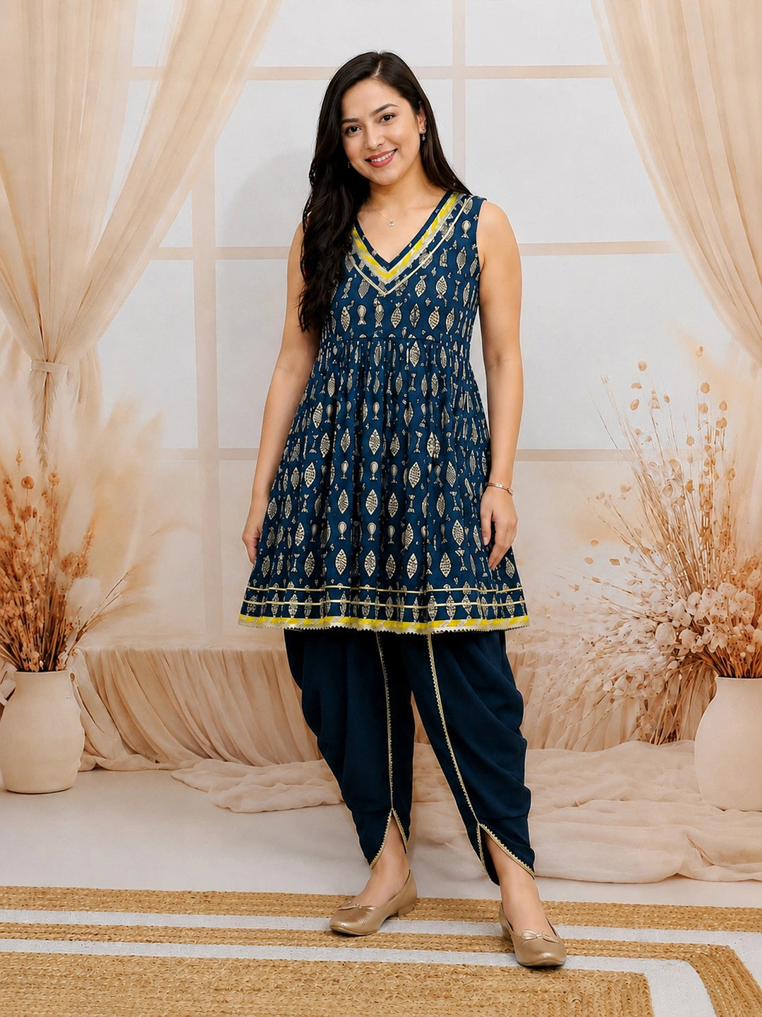 Mother Daughter Quirky Printed Ethnic Suit Combo
