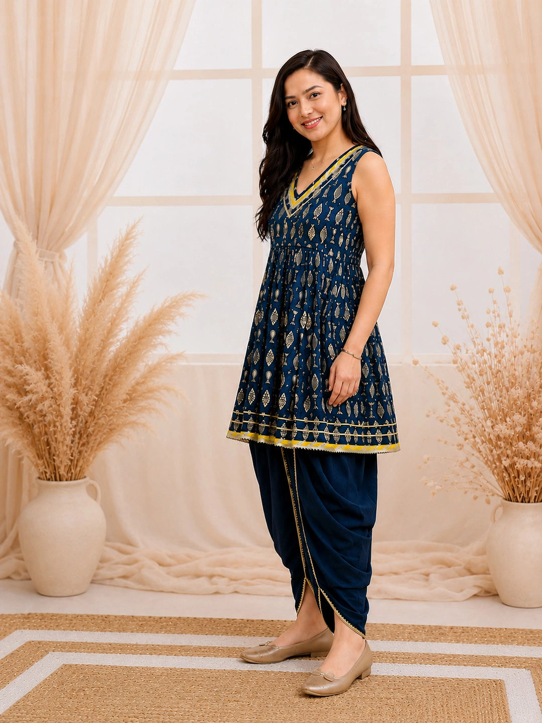 Mother Daughter Quirky Printed Ethnic Suit Combo