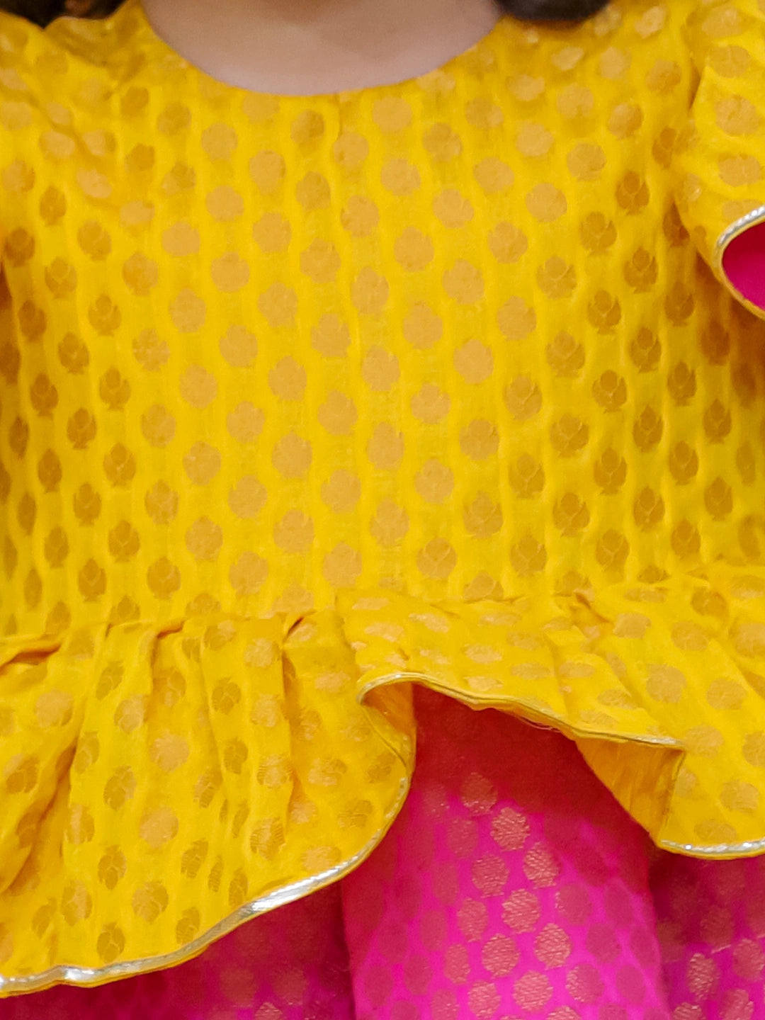 BownBee Ruffle Sleeve Golden Glow Frock For Girls