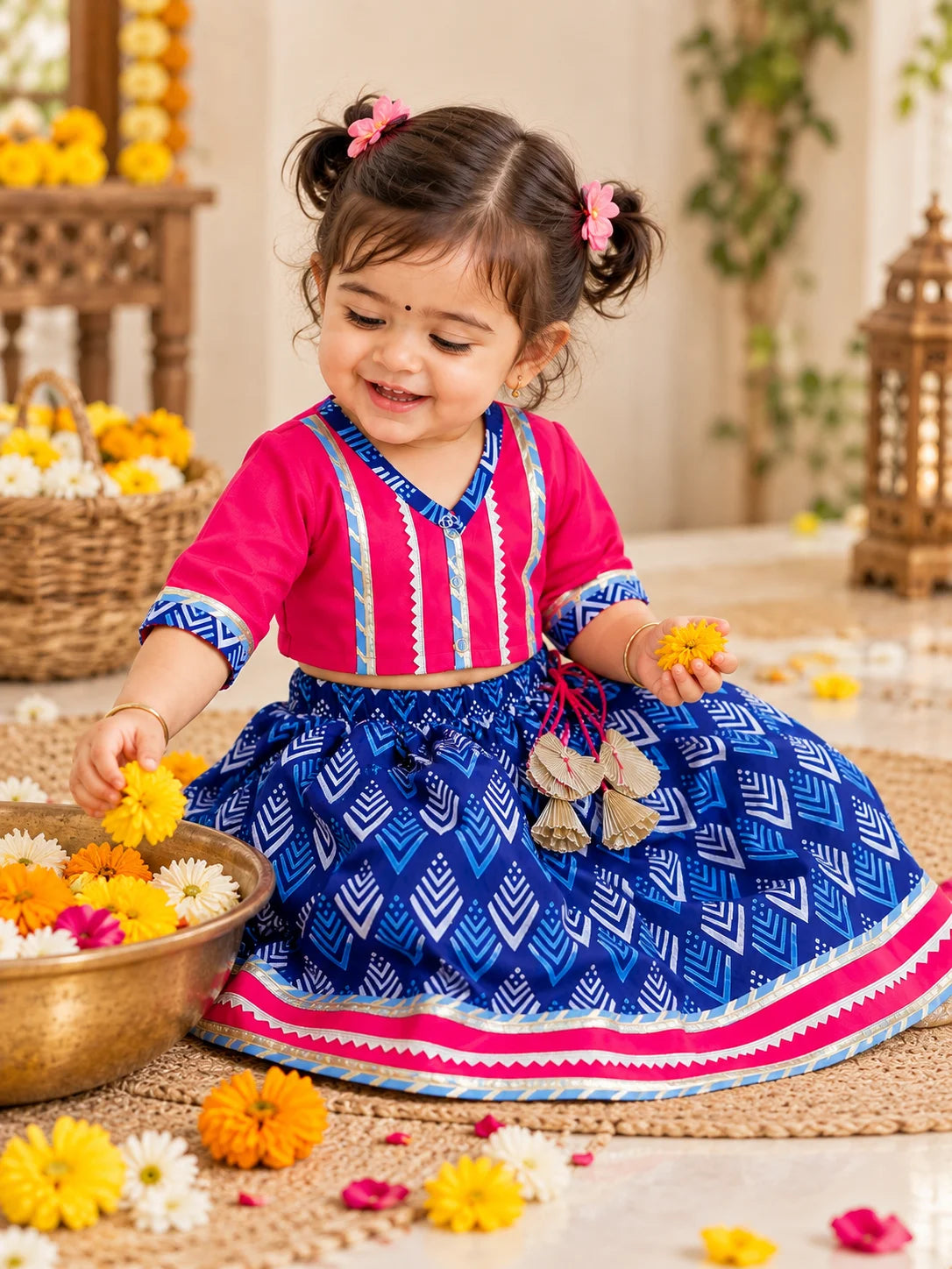 Bownbee Girls Cotton Lehenga Choli For Infants
