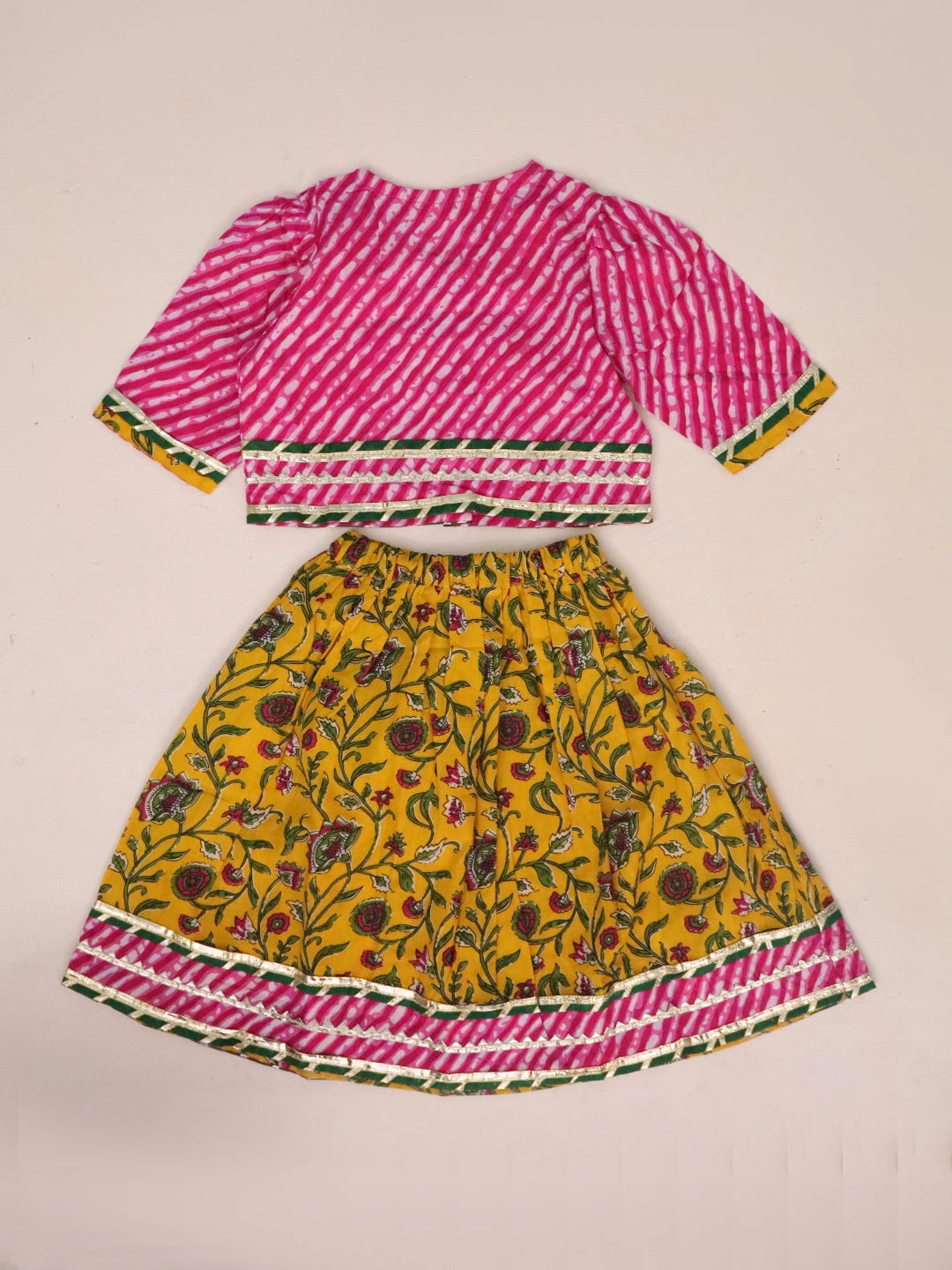 Bownbee Girls Cotton Lehenga Choli For Infants  - Floral - Pink