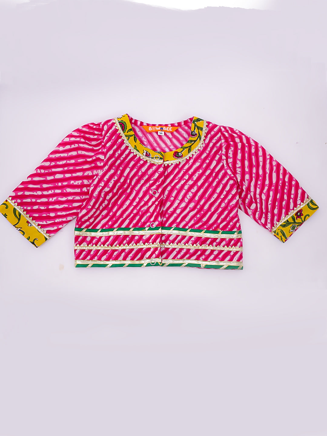 BownBee Pure Cotton Lehenga Choli Set For Infant Girl- Pink