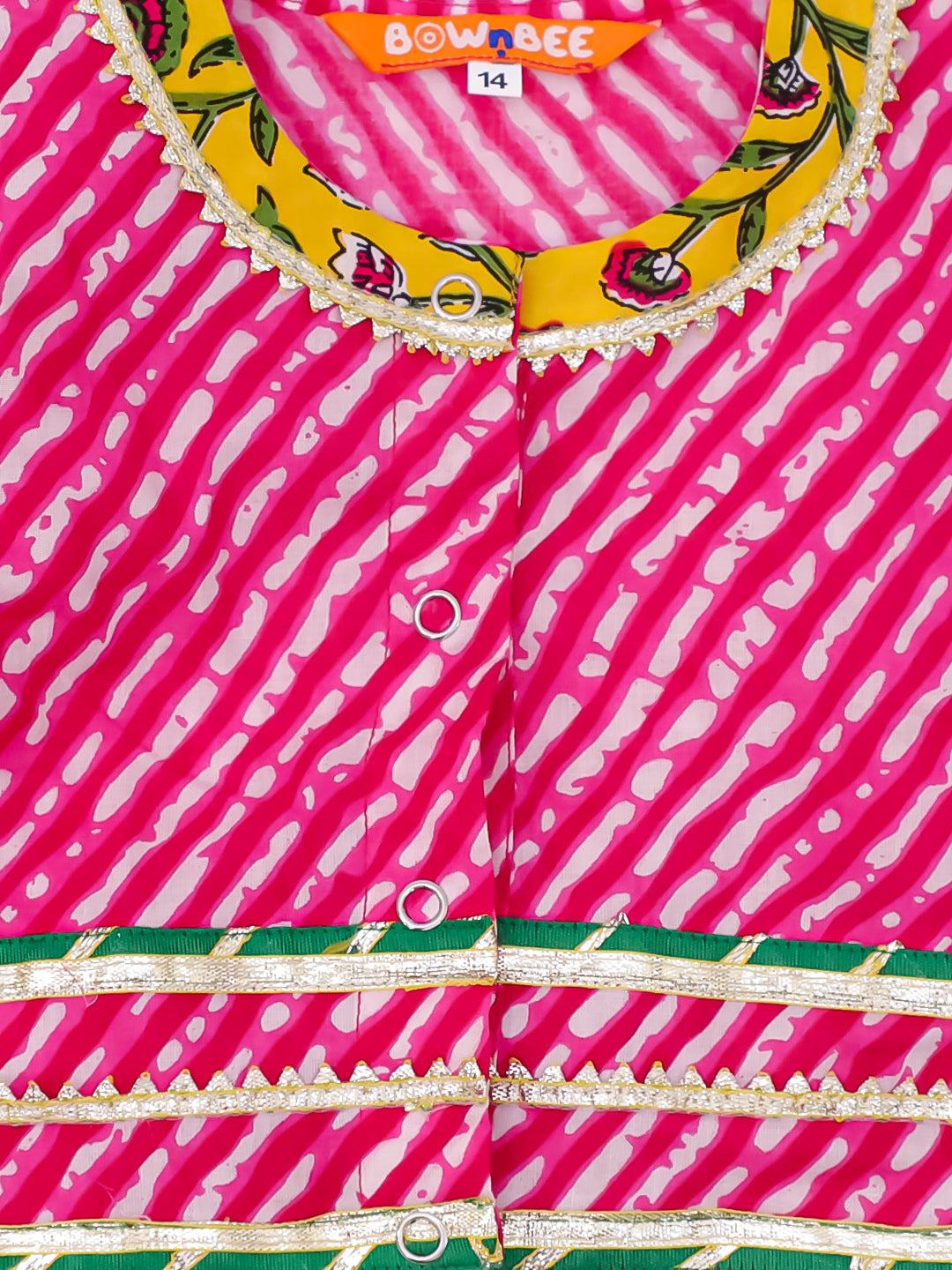 BownBee Pure Cotton Lehenga Choli Set For Infant Girl- Pink