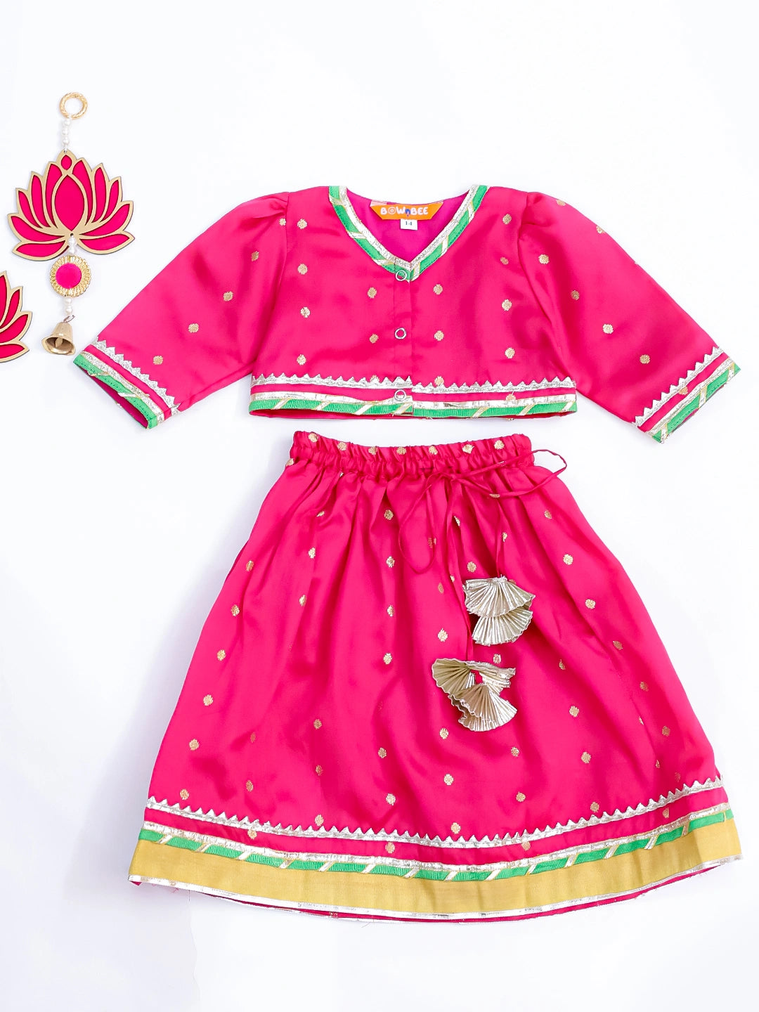 BownBee Infants Pink Explosion Lehanga Choli Set For Girls