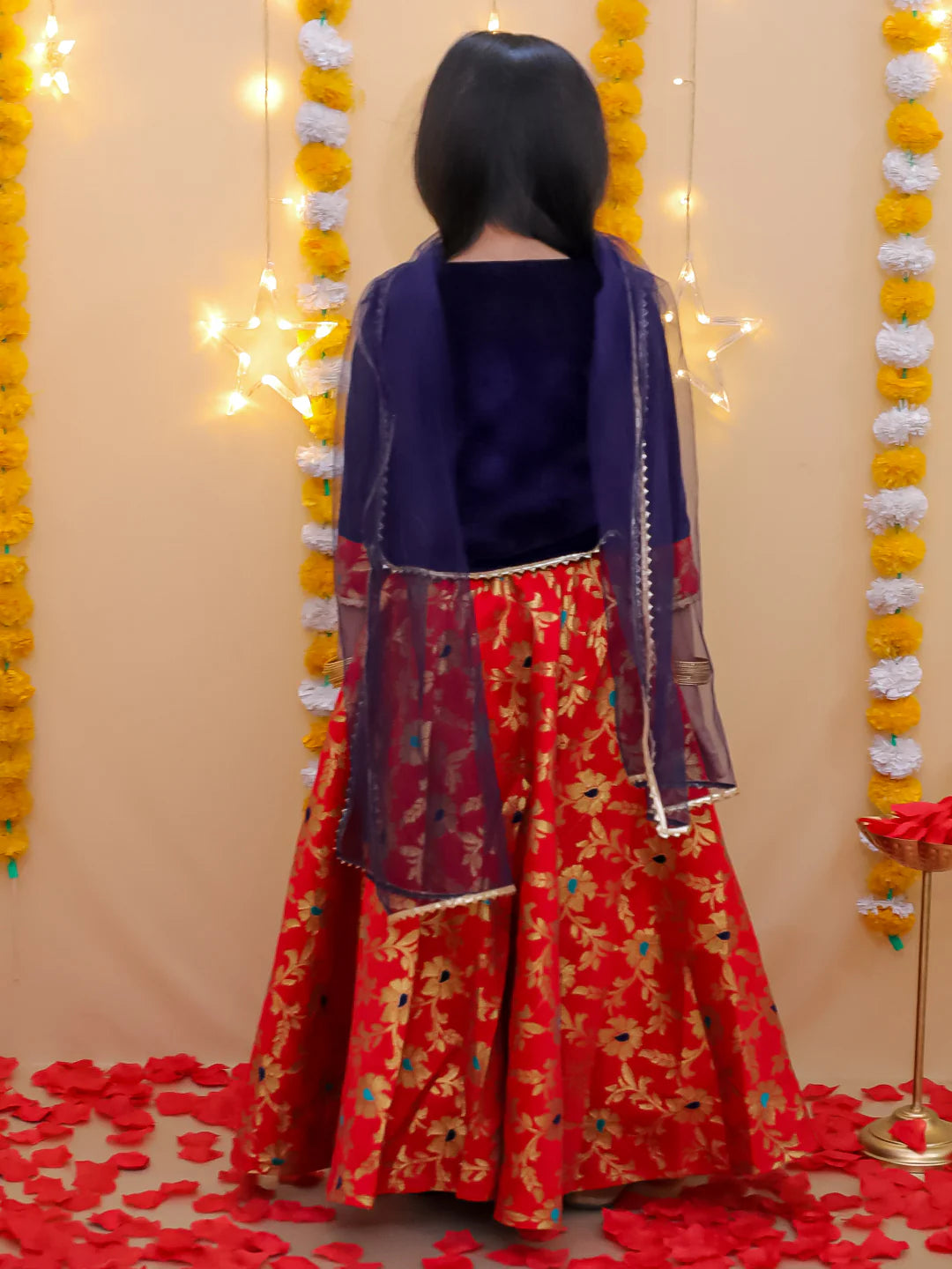 BownBee 3/4th Sleeve Preyasi Lehanga Choli With Dupatta For Girls