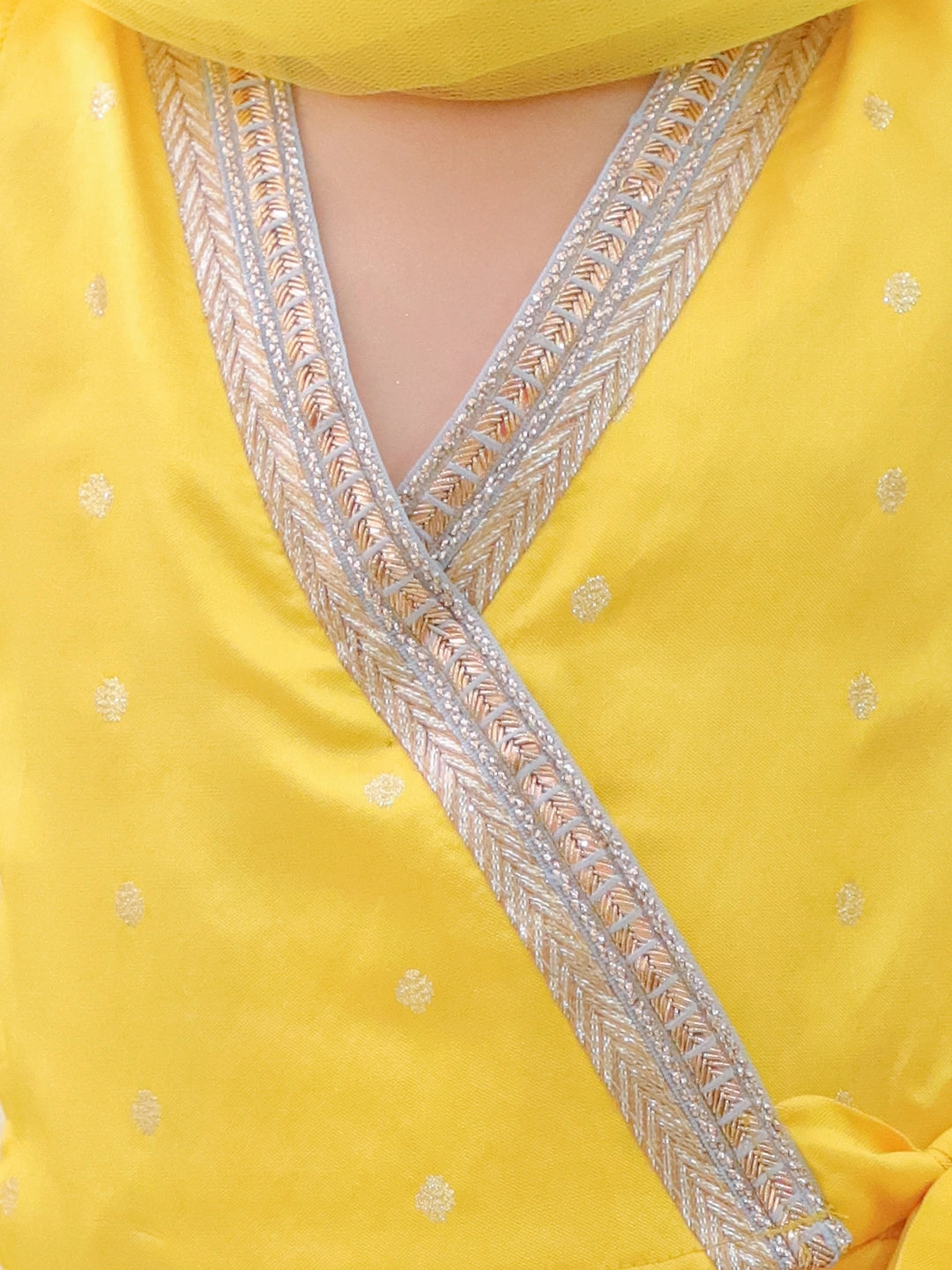 BownBee Wedding Sleeveless Tafetta Woven Lehenga Choli & Dupatta set -Yellow