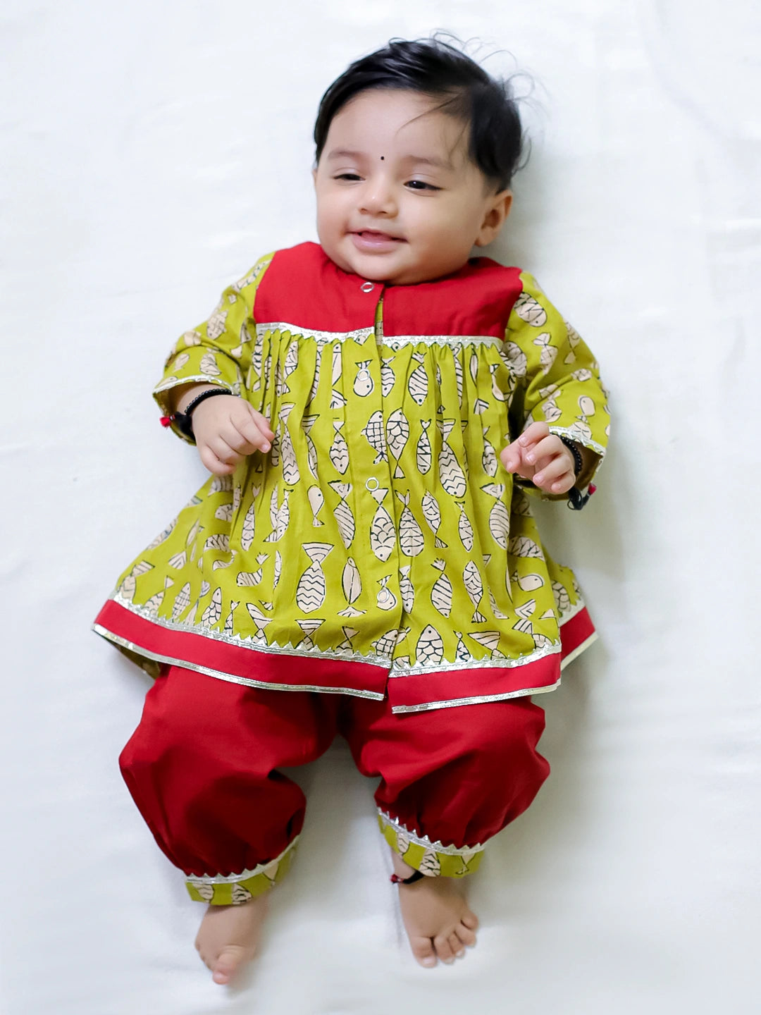 Bownbee Girls Cotton Ethnic Set For Infants