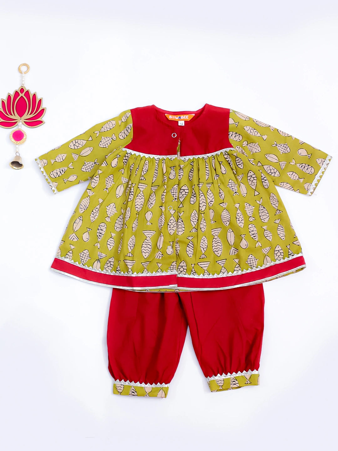 Bownbee Girls Cotton Ethnic Set For Infants