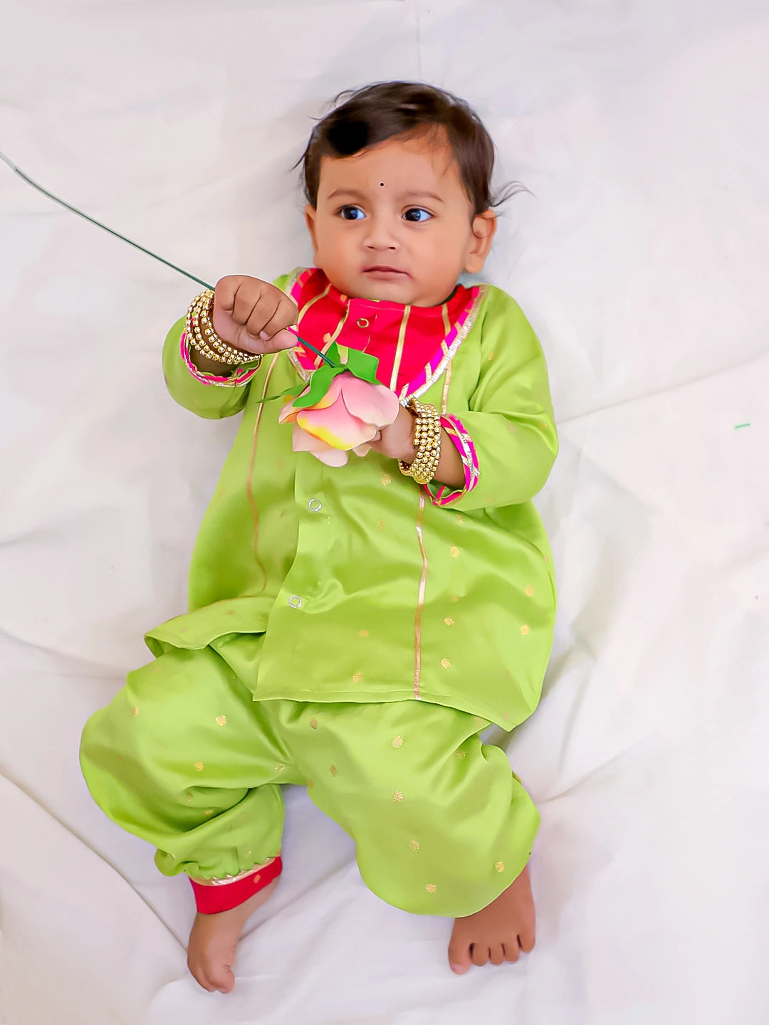 Bownbee Girls Cotton Ethnic Set For Infants