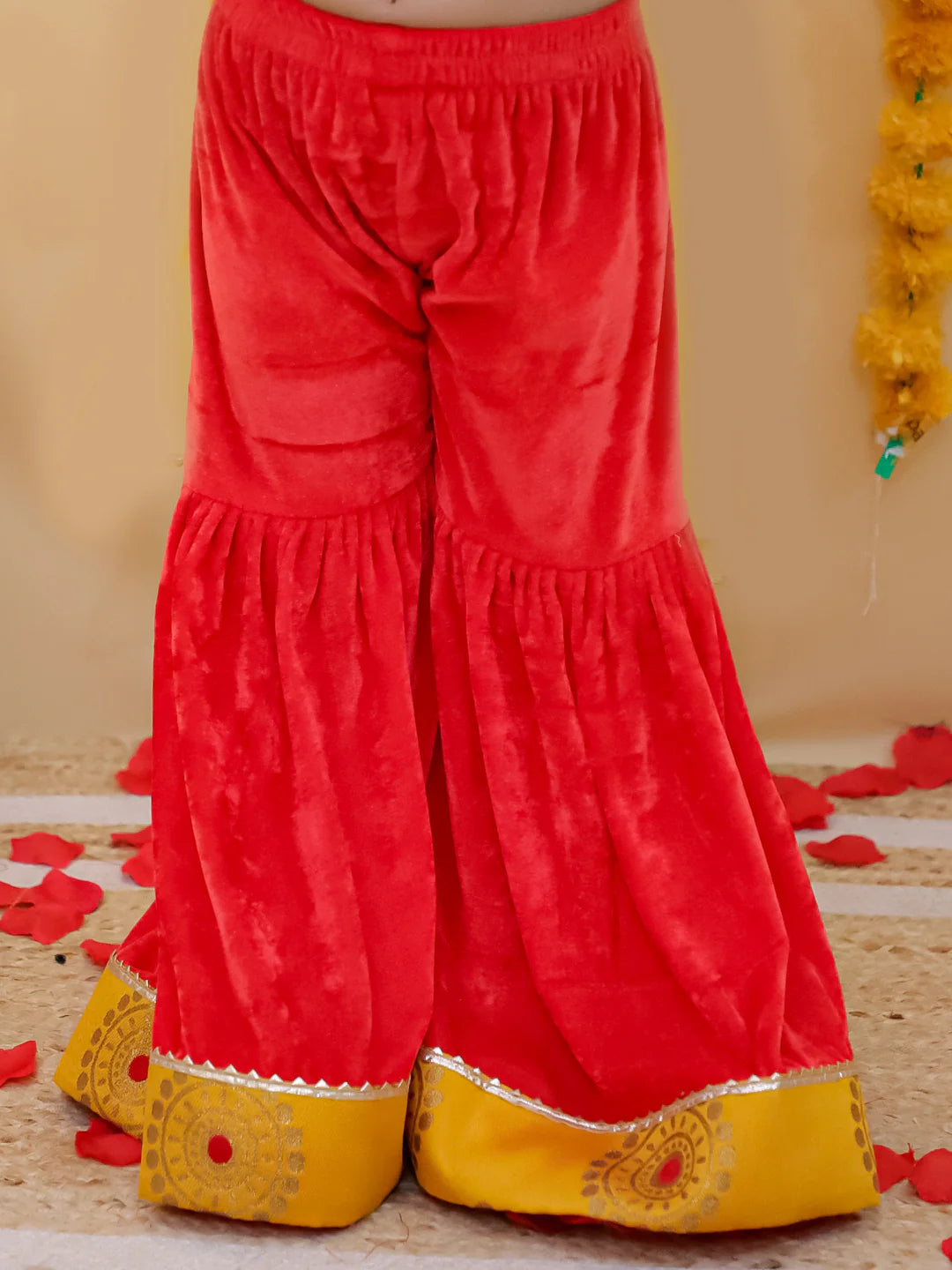 BownBee Wedding Quater sleeves Velvet Jacquard Sharara Suit Set