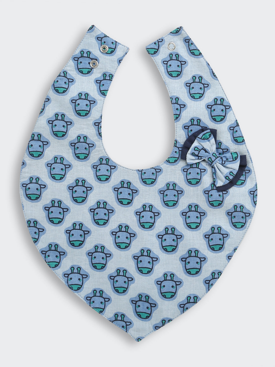 BownBee Pure Cotton Printed Combo of 2 Bibs For Infants - Blue & Maroon